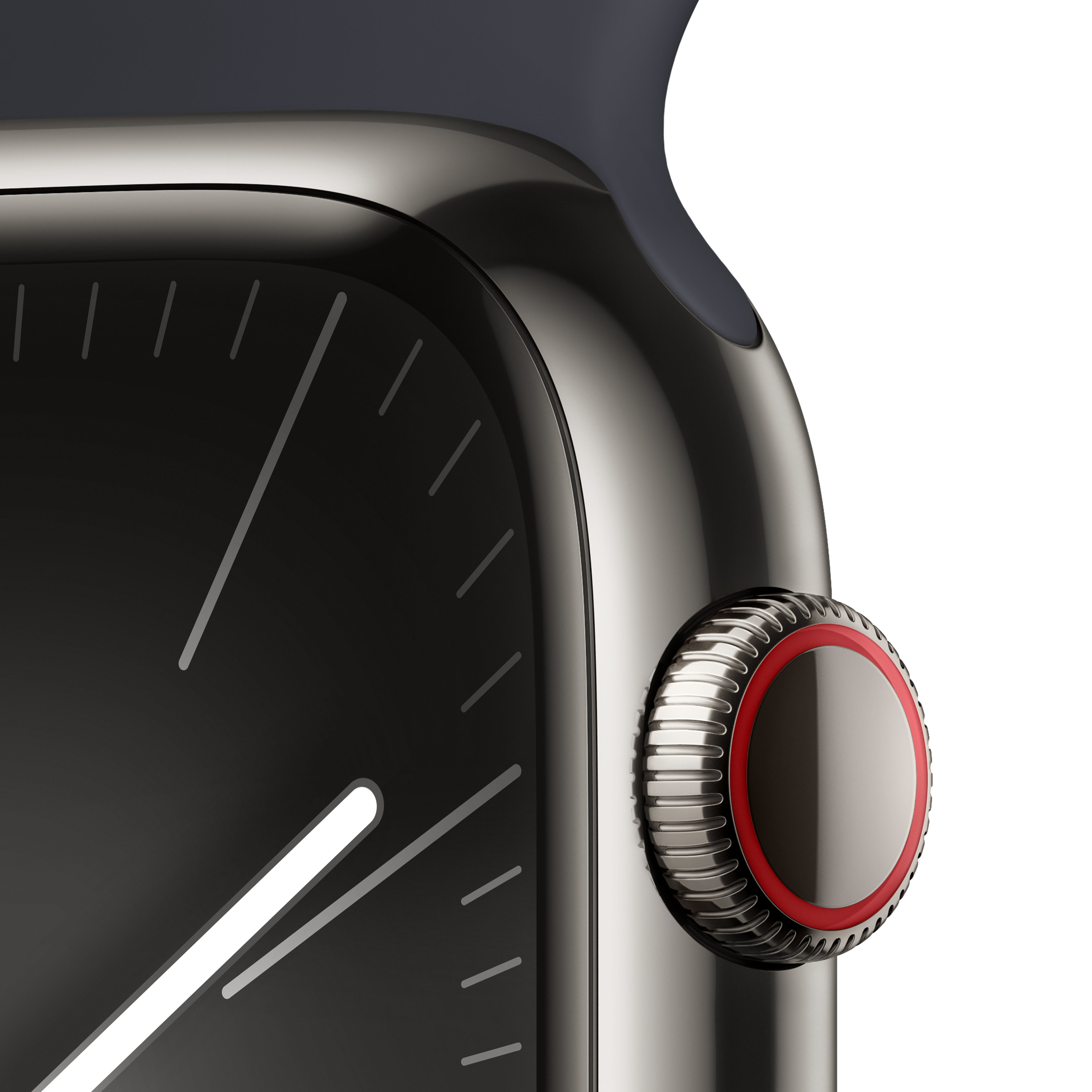 Apple - Reloj Smartwatch Apple Watch Series 9 GPS + Cellular 45mm Graphite Stainless Steel Case con Midnight Sport Band  (S/M)
