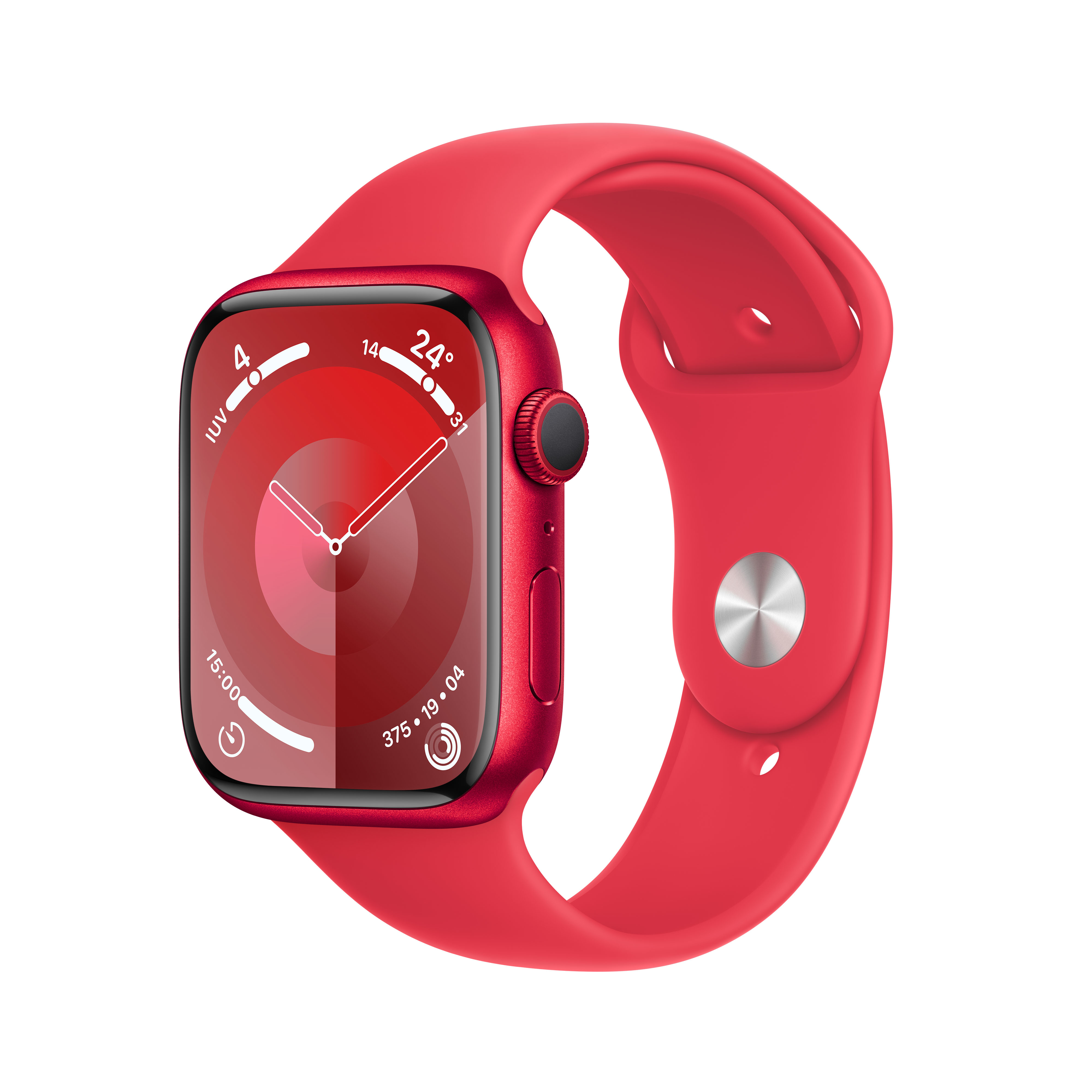 Apple - Reloj Smartwatch Apple Watch Series 9 GPS 45mm (PRODUCT)RED Aluminium Case con (PRODUCT)RED Sport Band  (S/M)