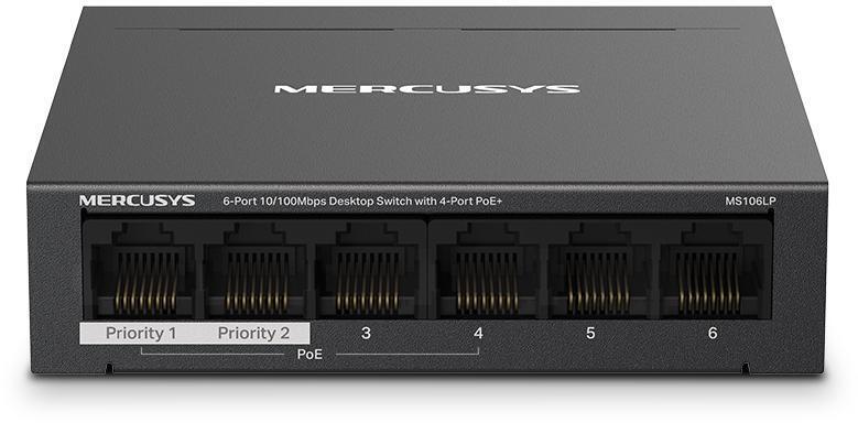 Mercusys - Switch SOHO Mercusys MS106LP 6 Portas 10/100 Mbps Managed PoE+