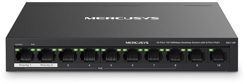 Switch SOHO Mercusys MS110P 10 Portas 10/100 Mbps Managed PoE+