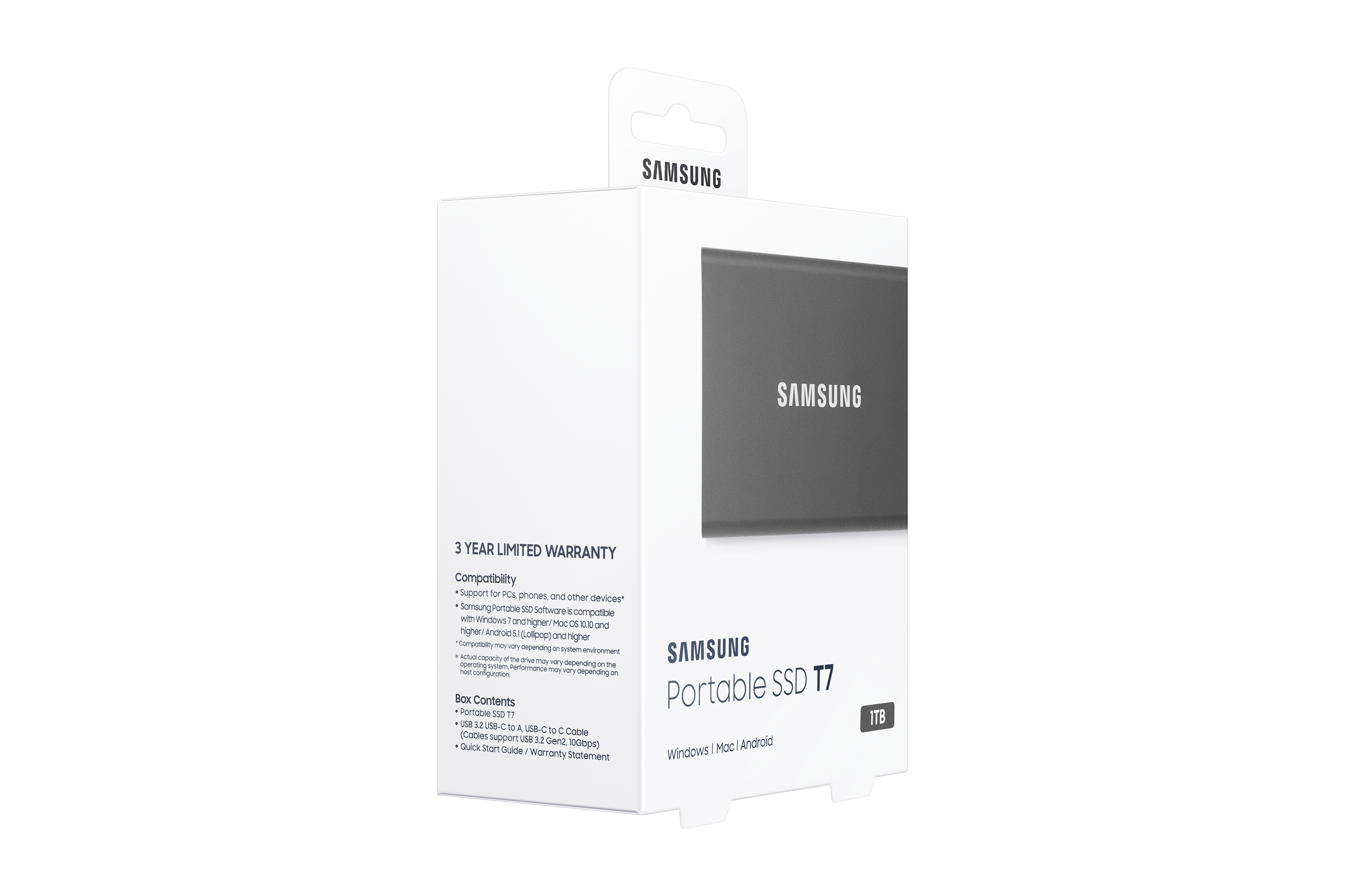 Samsung - SSD Externo Samsung T7 1TB USB3.2 Gen2 Negro (1050/1000MB/s)