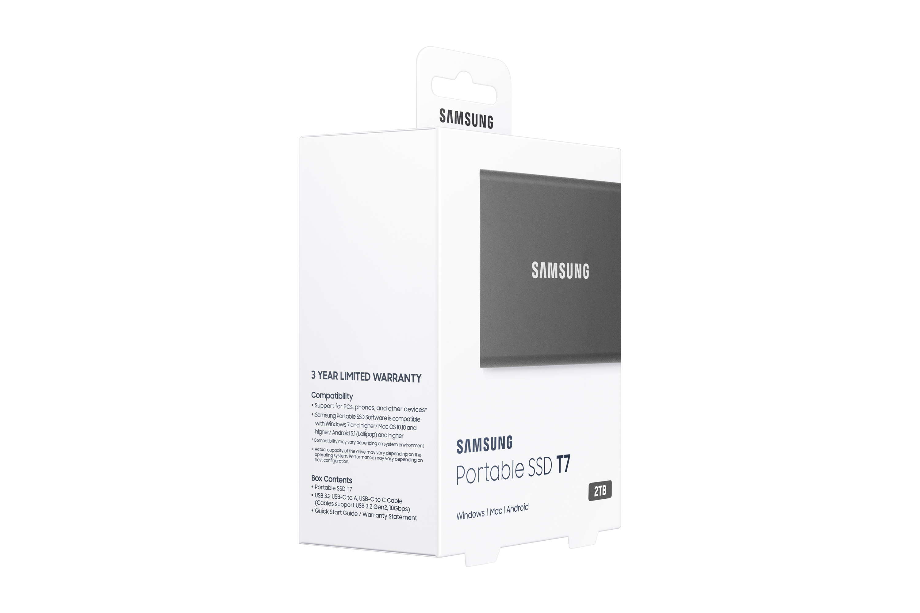 Samsung - SSD Externo Samsung T7 2TB USB3.2 Gen2 Negro (1050/1000MB/s)