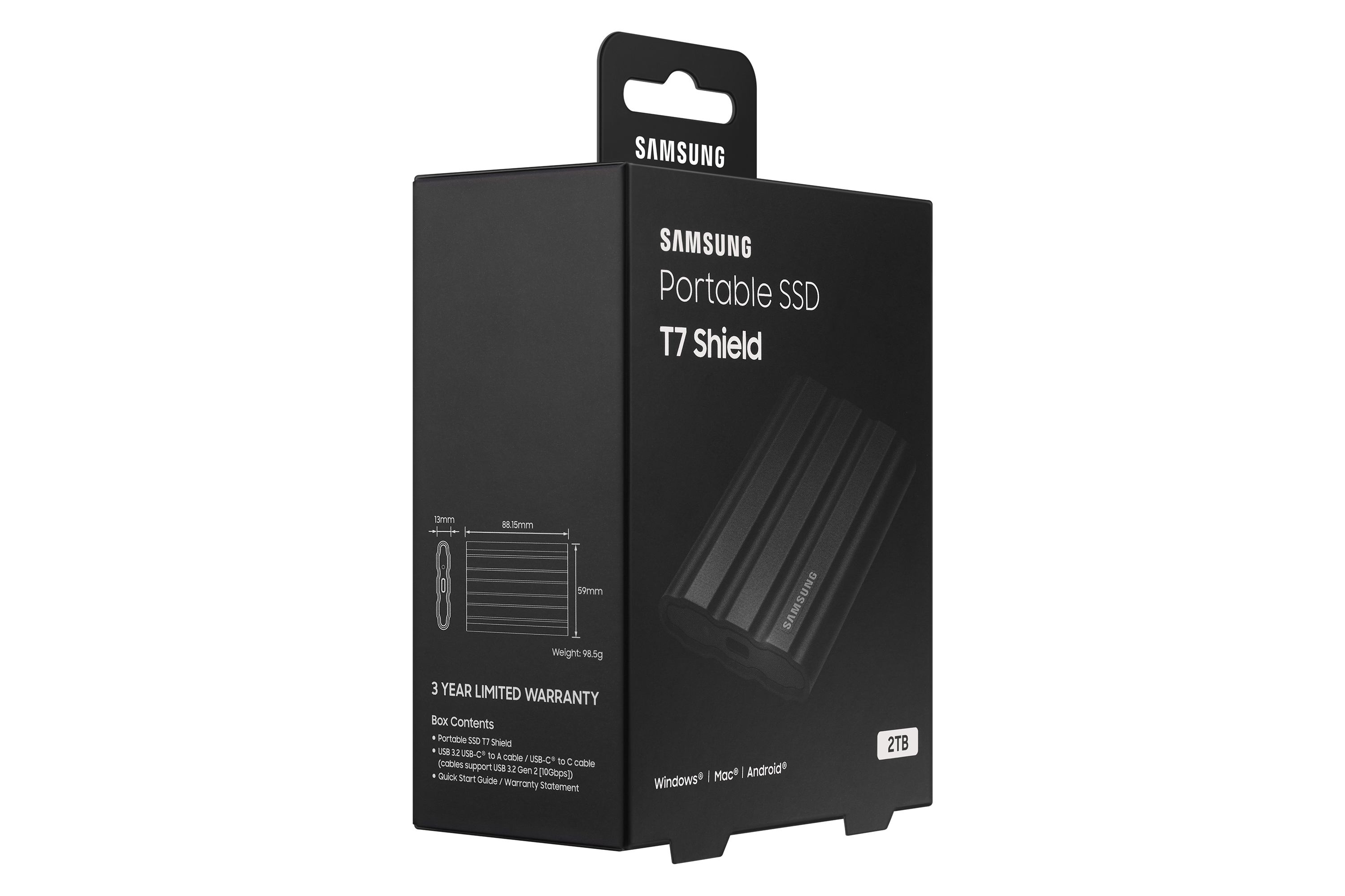 Samsung - SSD Externo Samsung T7 Shield 2TB USB3.2 Gen2 Negro (1050/1000MB/s)