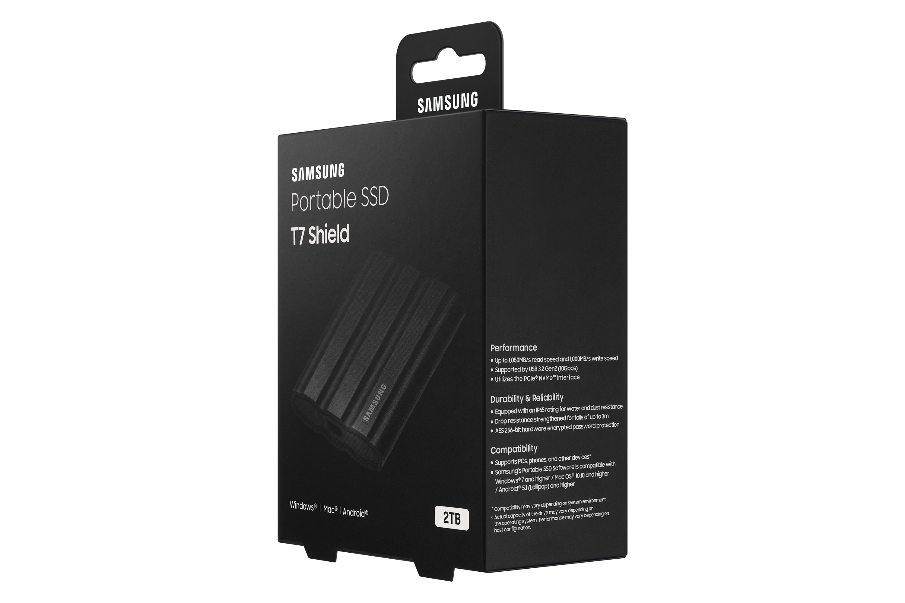 Samsung - SSD Externo Samsung T7 Shield 2TB USB3.2 Gen2 Negro (1050/1000MB/s)