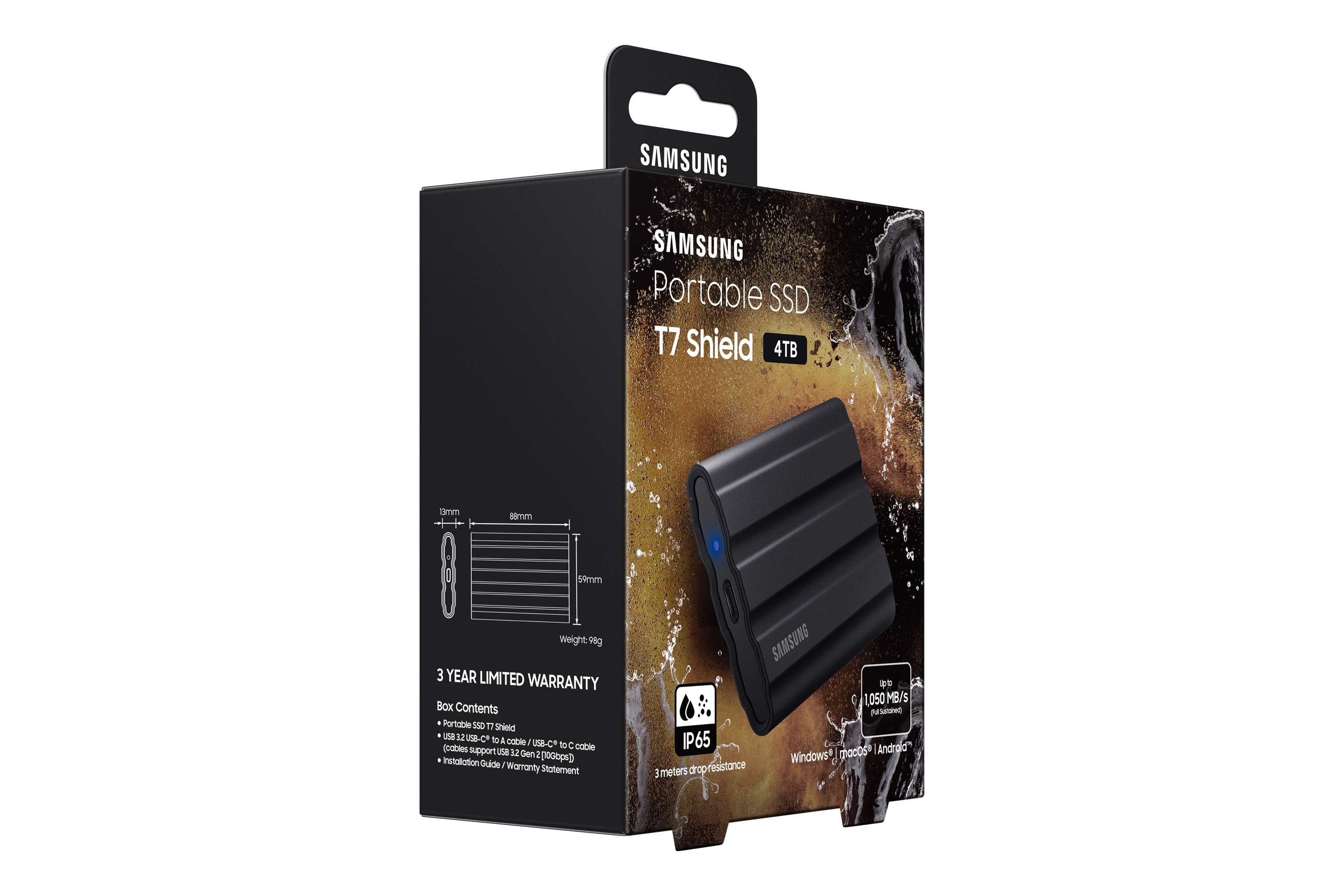Samsung - SSD Externo Samsung T7 Shield 4TB USB3.2 Gen2 Negro (1050/1000MB/s)