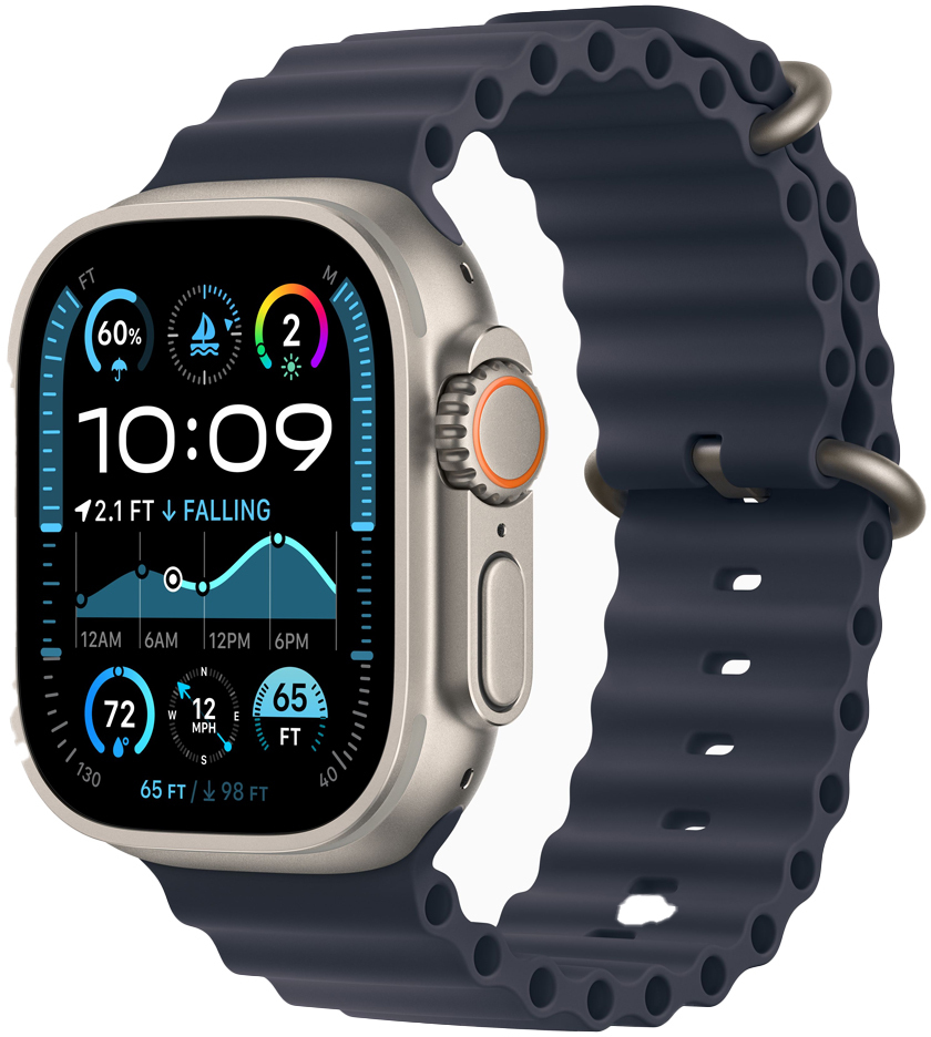 Apple - Smartwatch Apple Watch Ultra 2 GPS + Cellular 49mm Titânio Natural c/ Correa Ocean Band Azul Navy