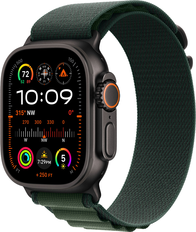 Apple - Smartwatch Apple Watch Ultra 2 GPS + Cellular 49mm Titânio Negro c/ Loop Alpine Verde Oscuro - S