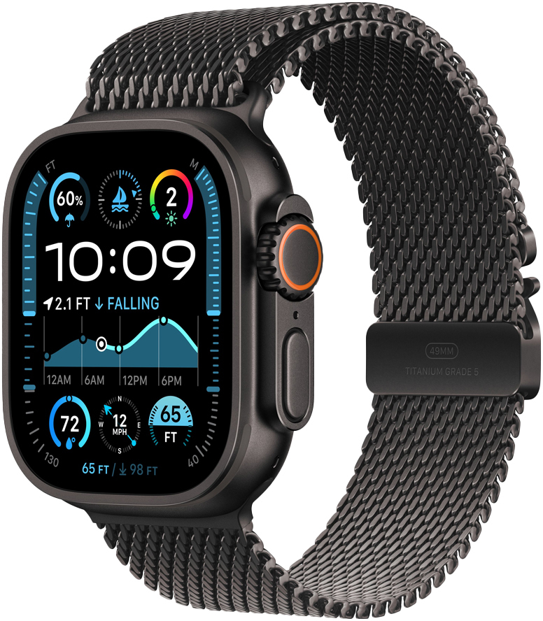 Apple - Smartwatch Apple Watch Ultra 2 GPS + Cellular 49mm Titânio Negro c/ Loop Milanesa Titânio Negro - S