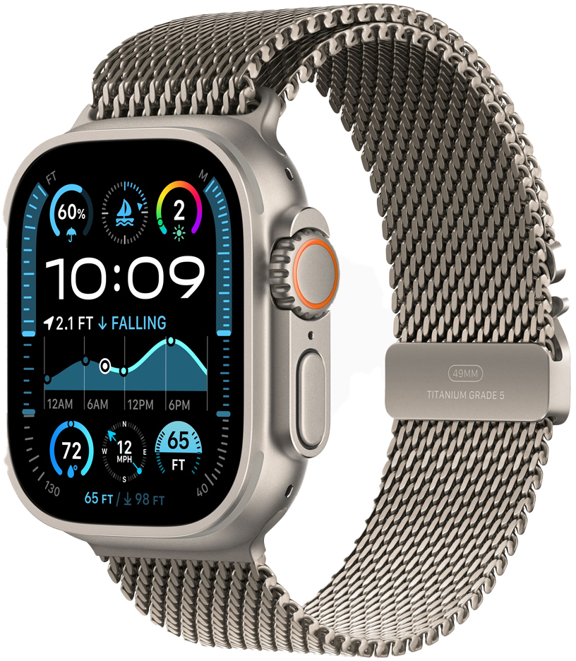 Apple - Smartwatch Apple Watch Ultra 2 GPS + Cellular 49mm Titânio Natural c/ Loop Milanesa Titânio Natural - M