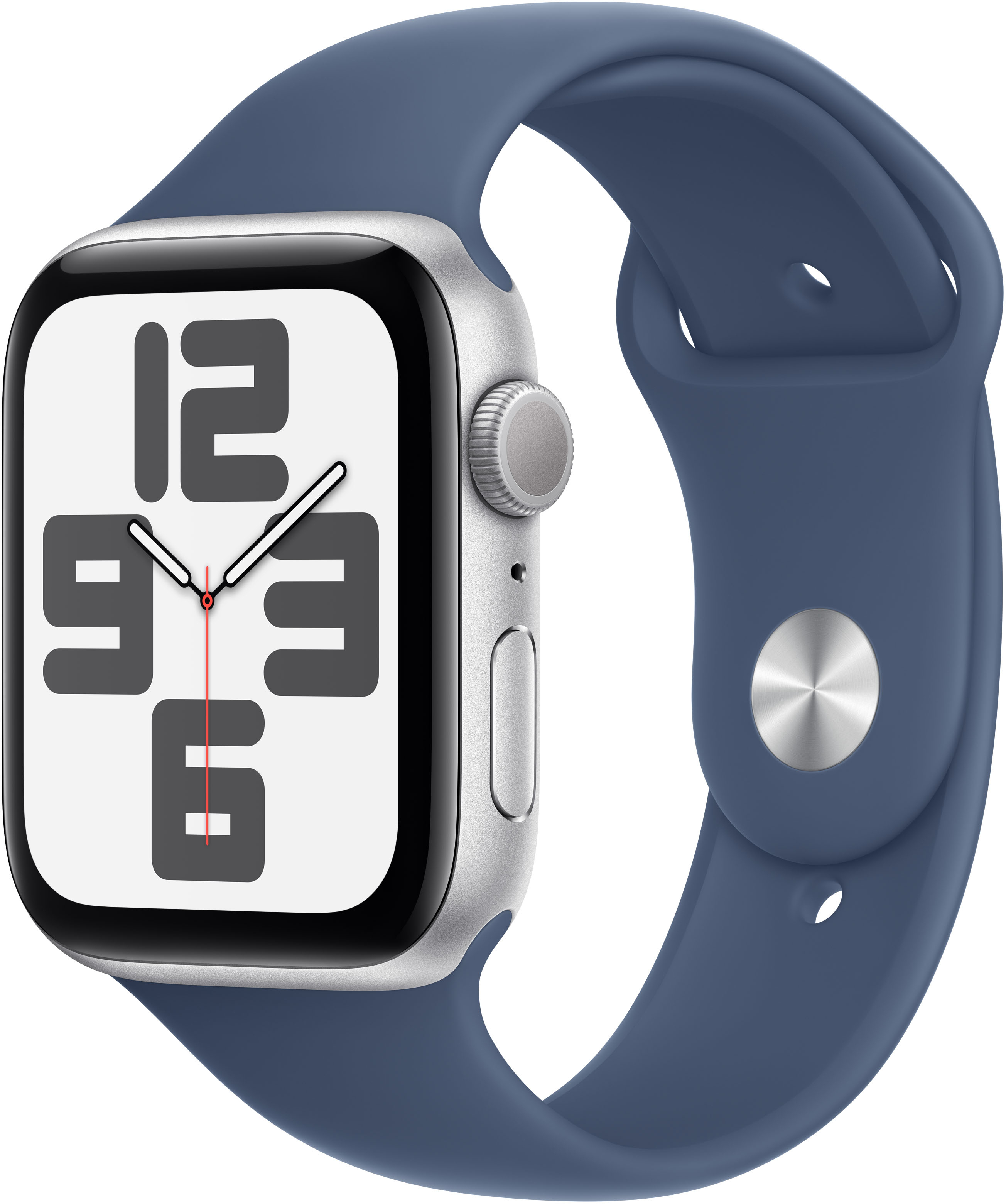 Apple - Smartwatch Apple Watch SE (2024) GPS 44mm Aluminio Plata c/ Correa Deportiva Azul Denim - S/M