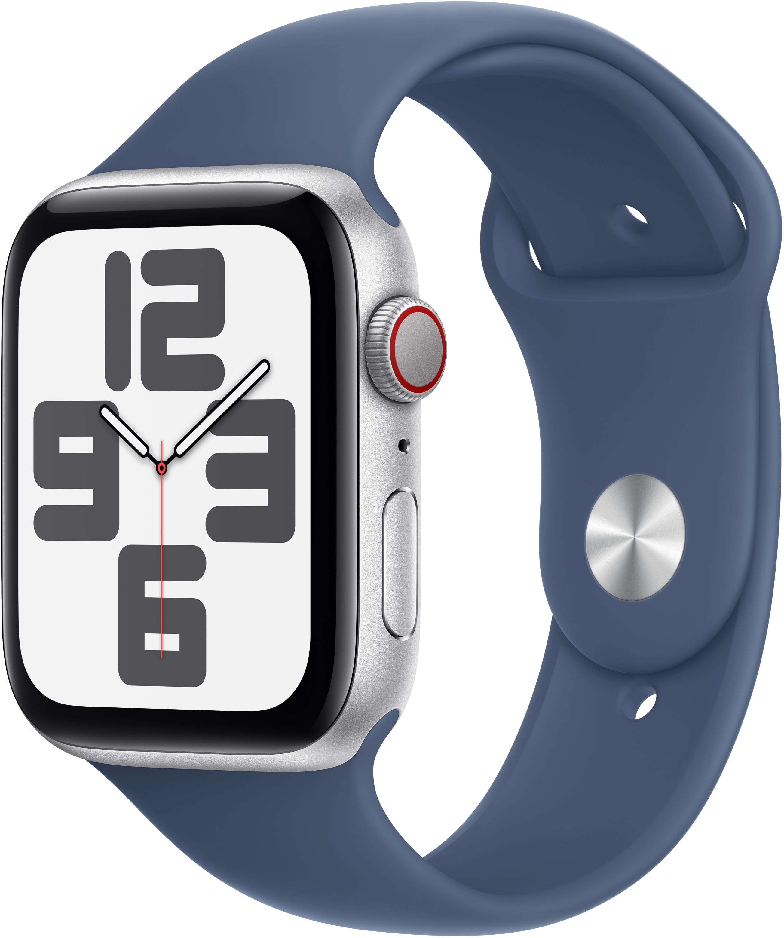 Apple - Smartwatch Apple Watch SE (2024) GPS + Cellular 44mm Aluminio Plata c/ Correa Deportiva Azul Denim - S/M