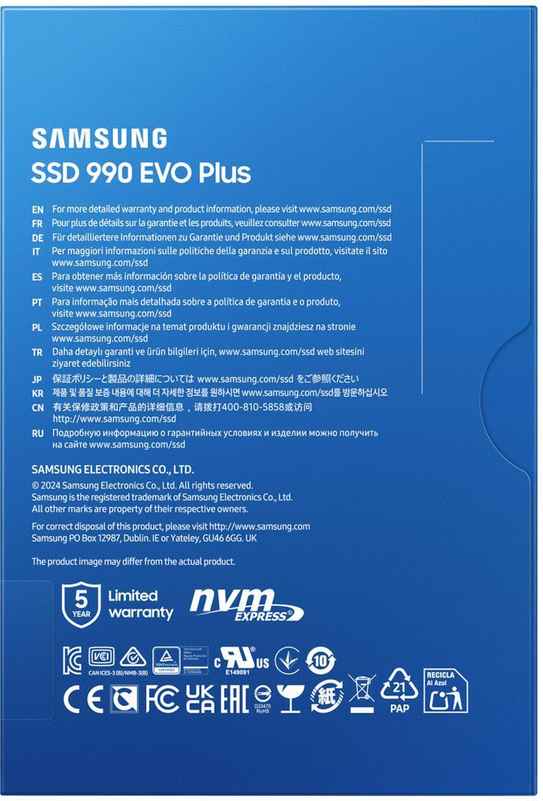 Samsung - SSD Samsung 990 EVO Plus 2TB Gen4 M.2 NVMe (7250/6300MB/s)