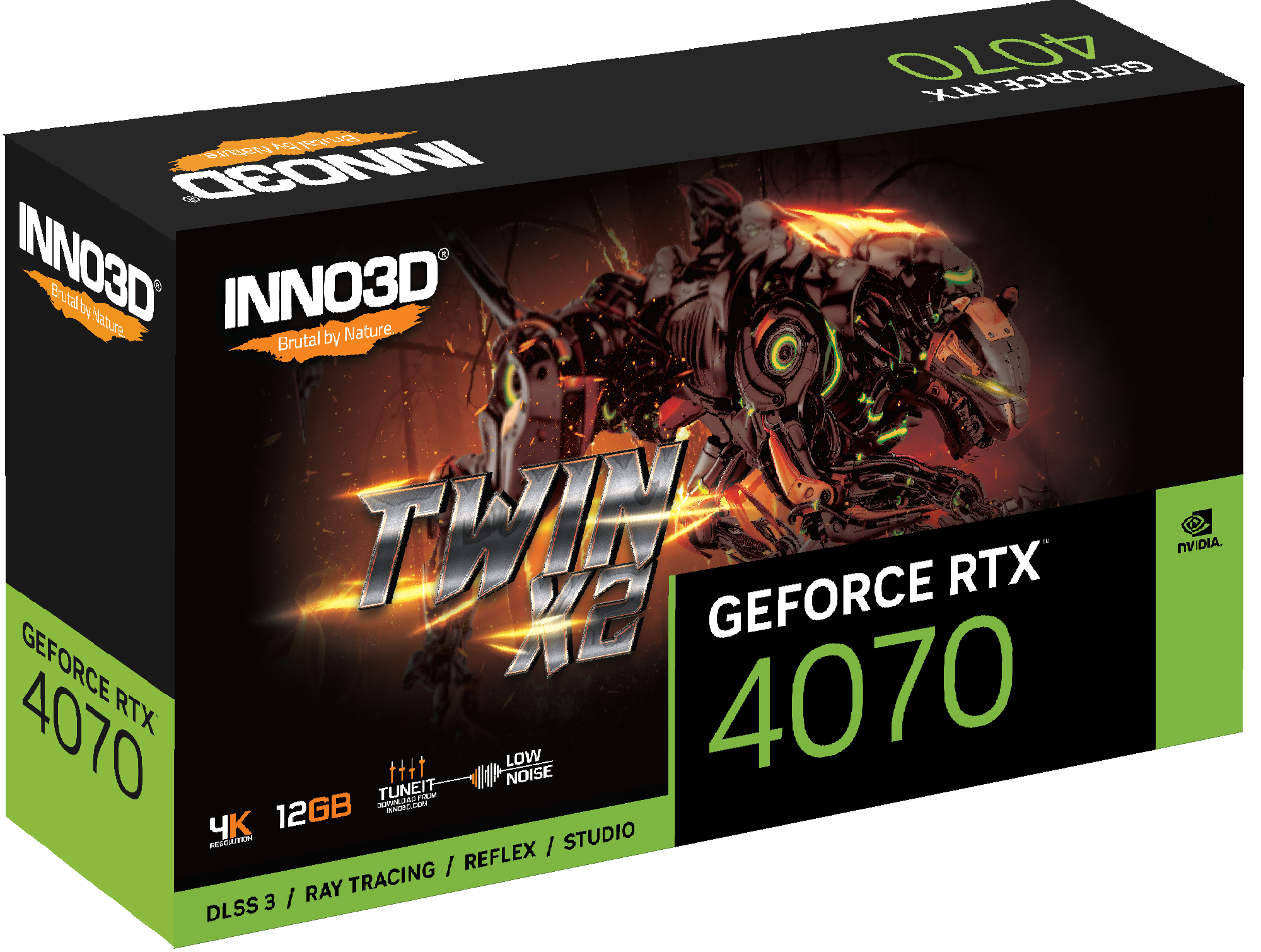 Inno3D - Tarjeta Gráfica Inno3D GeForce® RTX 4070 Twin X2 12GB GDDR6X DLSS3