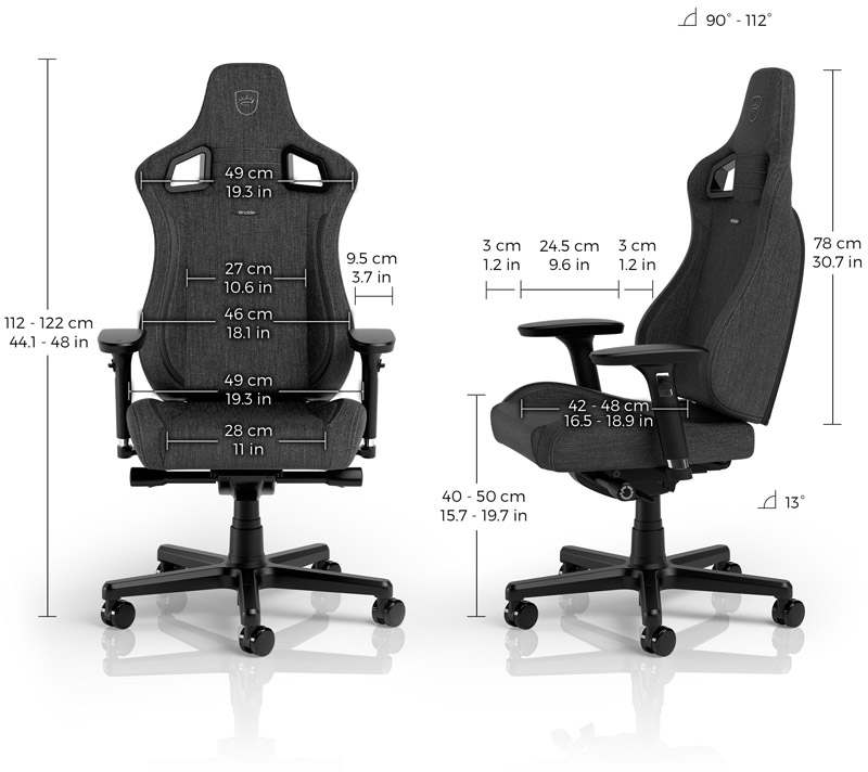noblechairs - Silla noblechairs EPIC Compact TX - Fabric Anthracite /Carbono