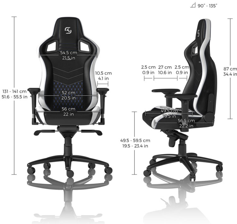 noblechairs - ** B Grade ** Silla noblechairs EPIC PU Leather SK Gaming Edition Negro / Blanco / Azul