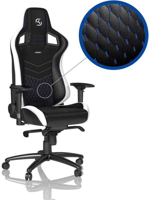 Silla noblechairs EPIC PU Leather SK Gaming Edition Negro / Blanco / Azul