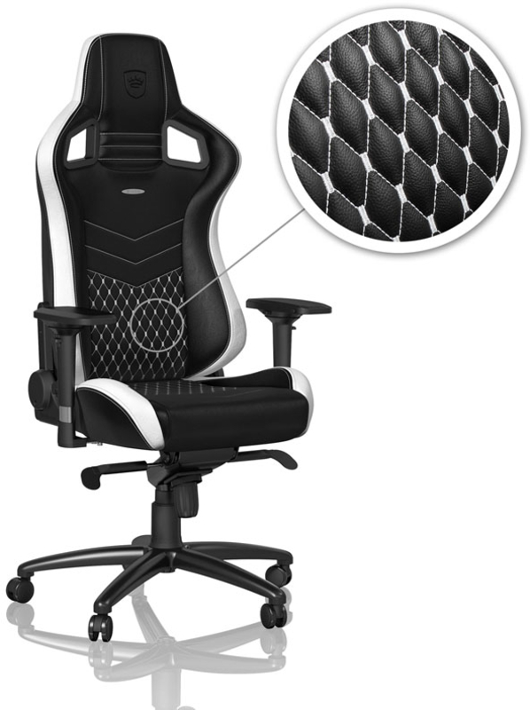 Silla noblechairs EPIC Real Leather Negro / Blanco / Rojo