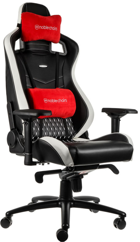 noblechairs - Silla noblechairs EPIC Real Leather Negro / Blanco / Rojo