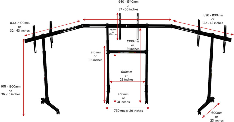 Next Level Racing - Soporte Monitor Next Level Racing Free Standing Triple Monitor