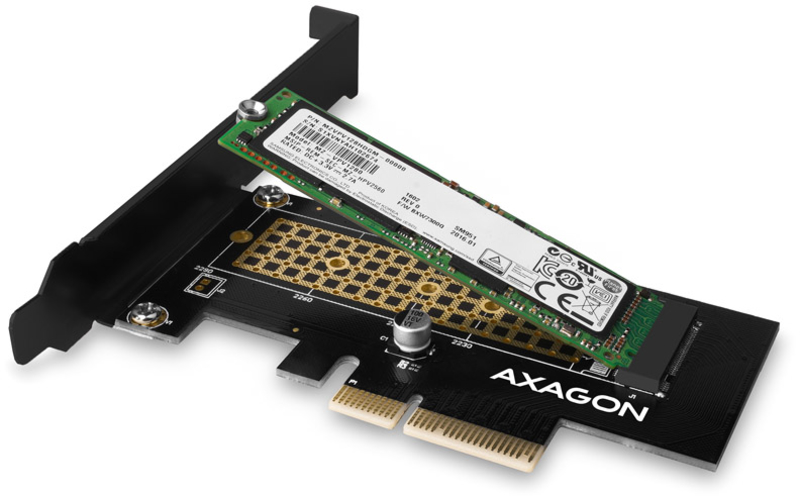 AXAGON - Adaptador AXAGON PCEM2-N PCIe-3.0-x4, 1x M.2/NVMe/SSD con disipador pasivo