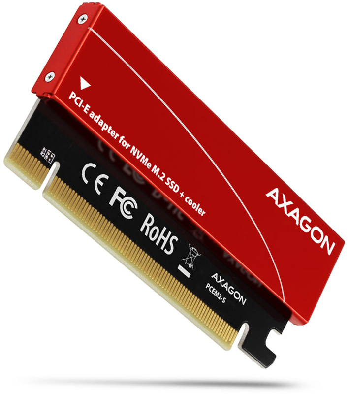 Adaptador AXAGON PCEM2-N PCIe-3.0-x16, 1x M.2/NVMe/SSD con disipador pasivo