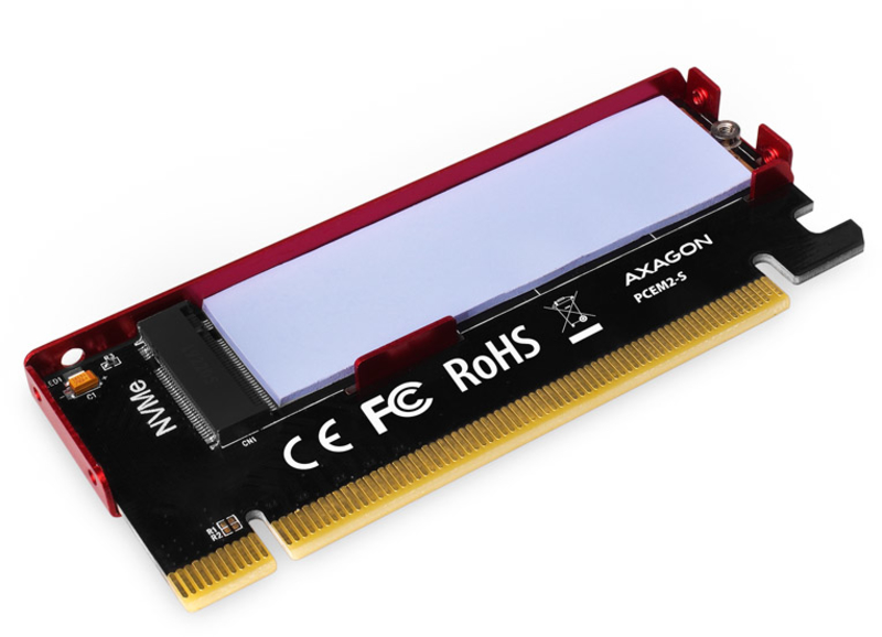 AXAGON - Adaptador AXAGON PCEM2-N PCIe-3.0-x16, 1x M.2/NVMe/SSD con disipador pasivo