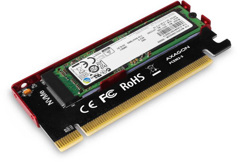 AXAGON - Adaptador AXAGON PCEM2-N PCIe-3.0-x16, 1x M.2/NVMe/SSD con disipador pasivo