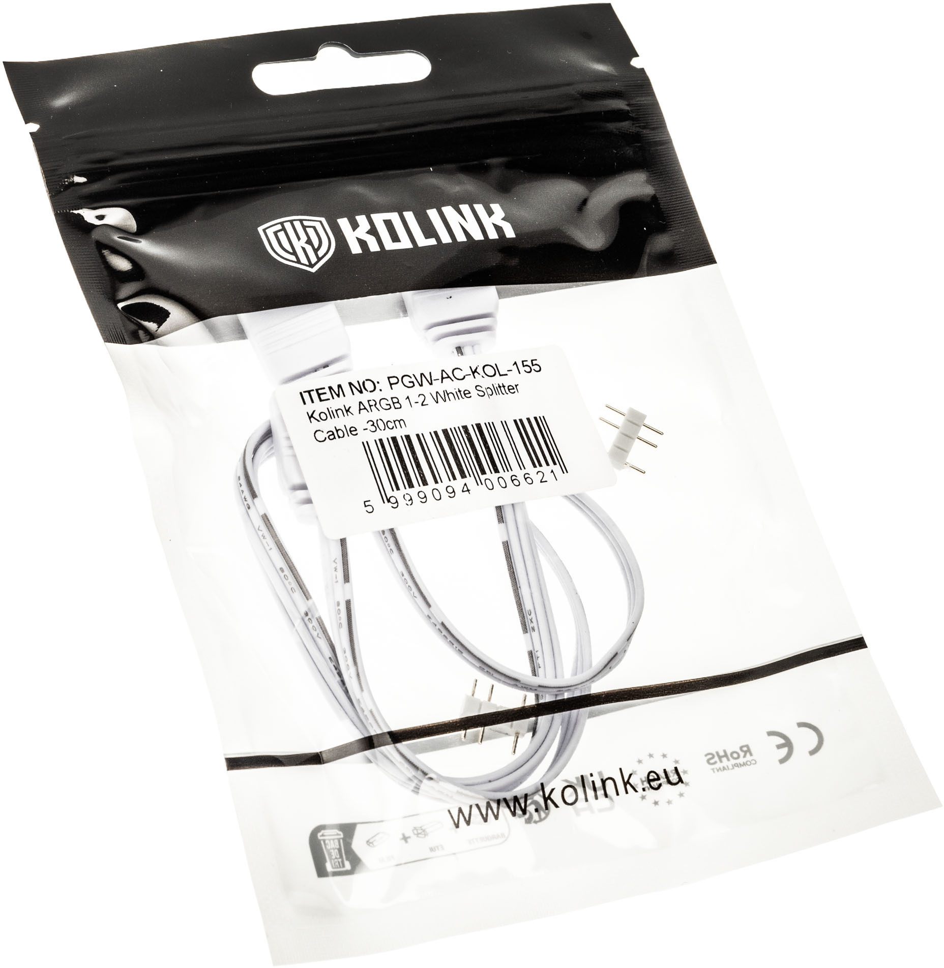 Kolink - Cable Splitter Kolink 1-2 ARGB 30cm Blanco