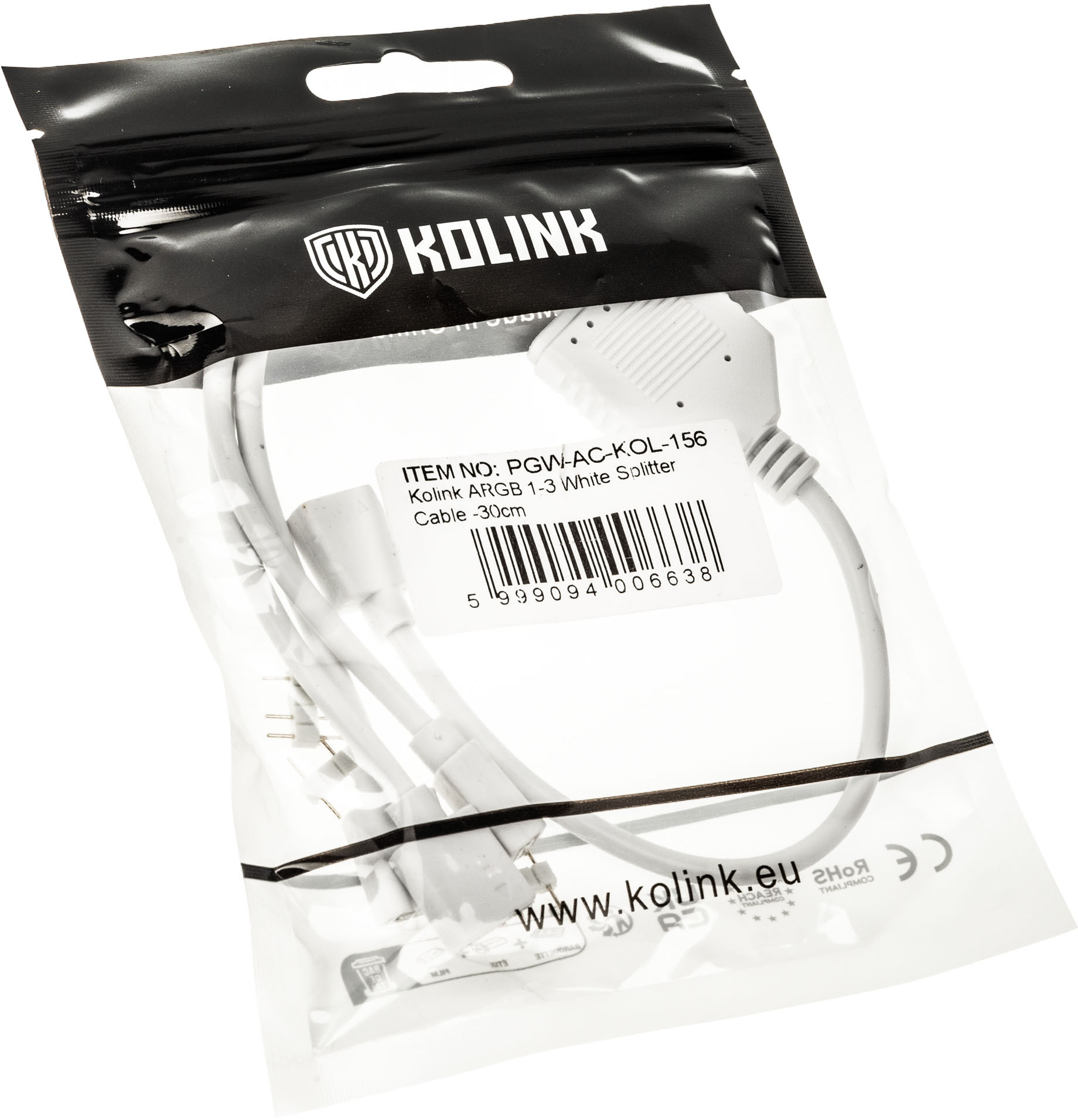 Kolink - Cable Splitter Kolink 1-3 ARGB 30cm Blanco