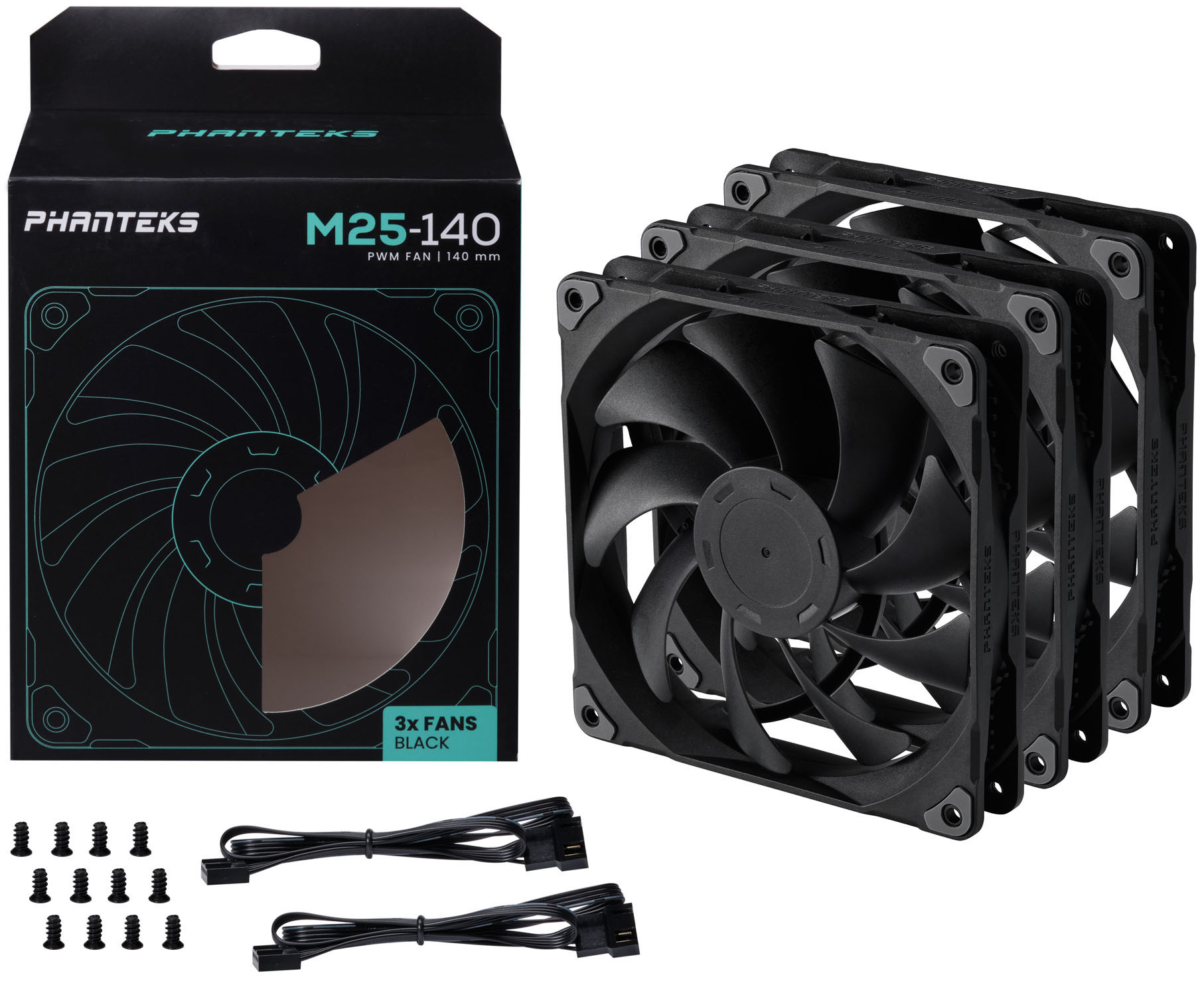 Phanteks - Ventilador Phanteks M25 PWM Negra Pack 3- 140mm