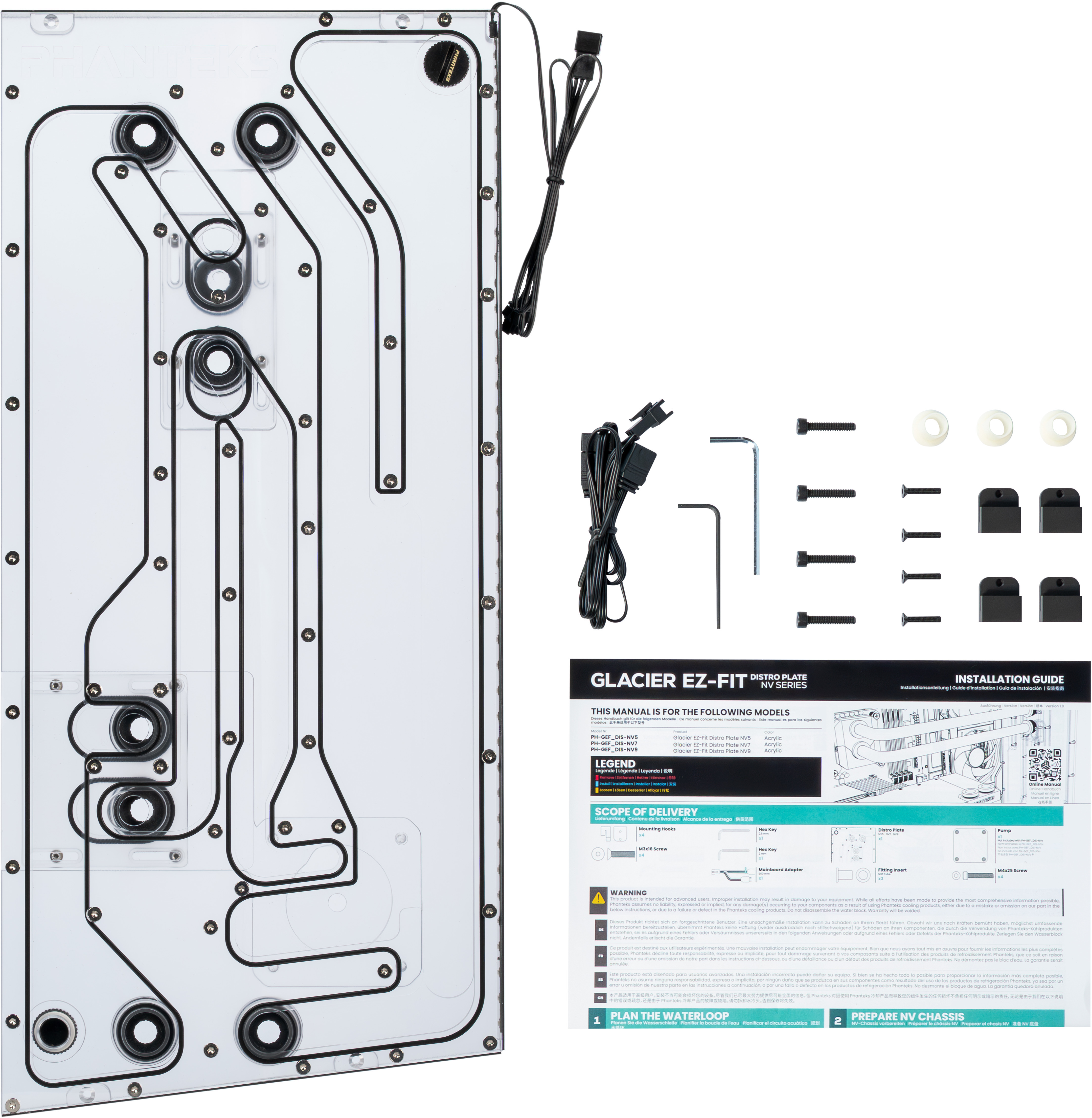 Phanteks - Phanteks Glacier EZ-Fit DIS-NV5 Distro Plate 16mm EZ-Fit Negro para Phanteks NV5