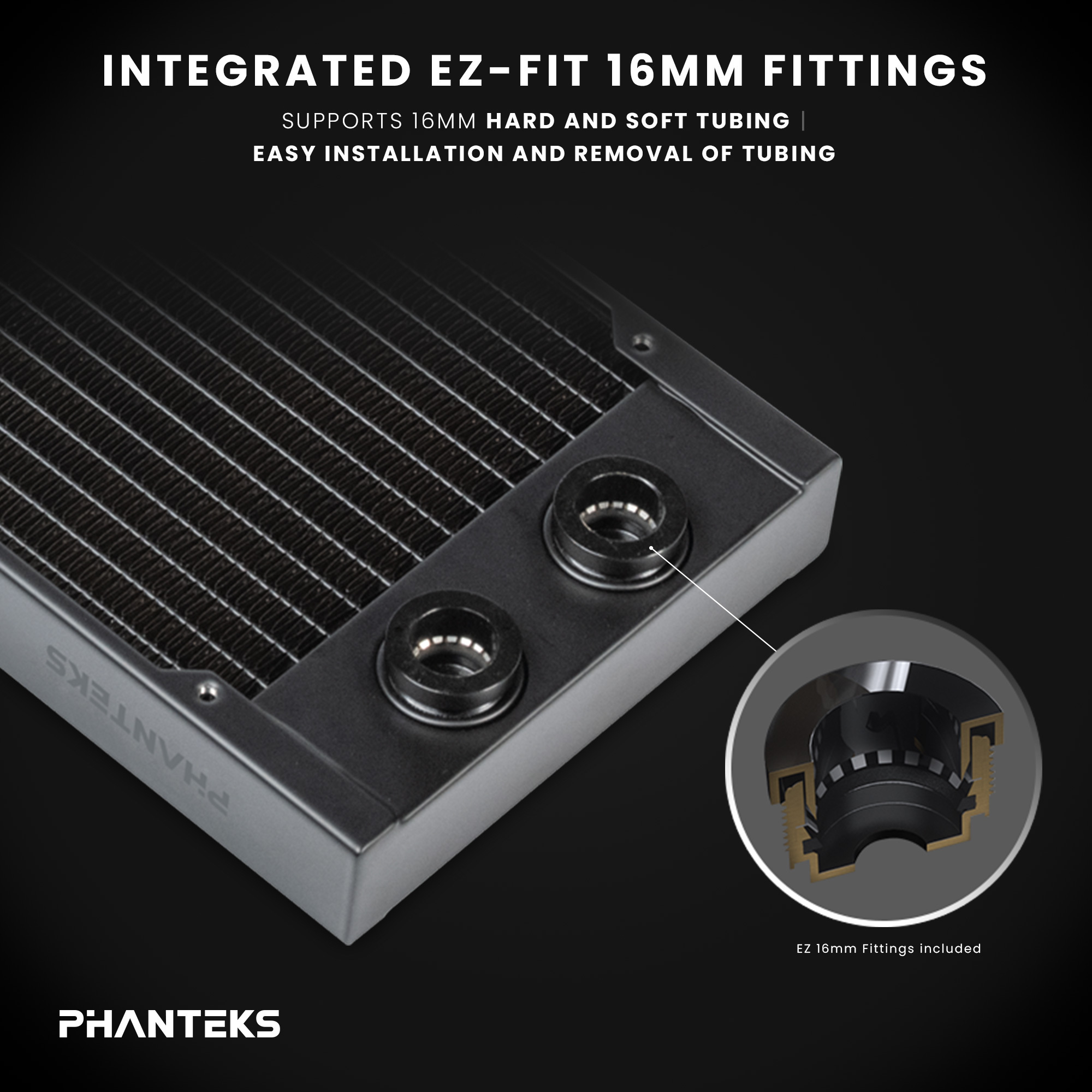 Phanteks - Radiador Phanteks Glacier EZ-Fit 16mm 420 Negro