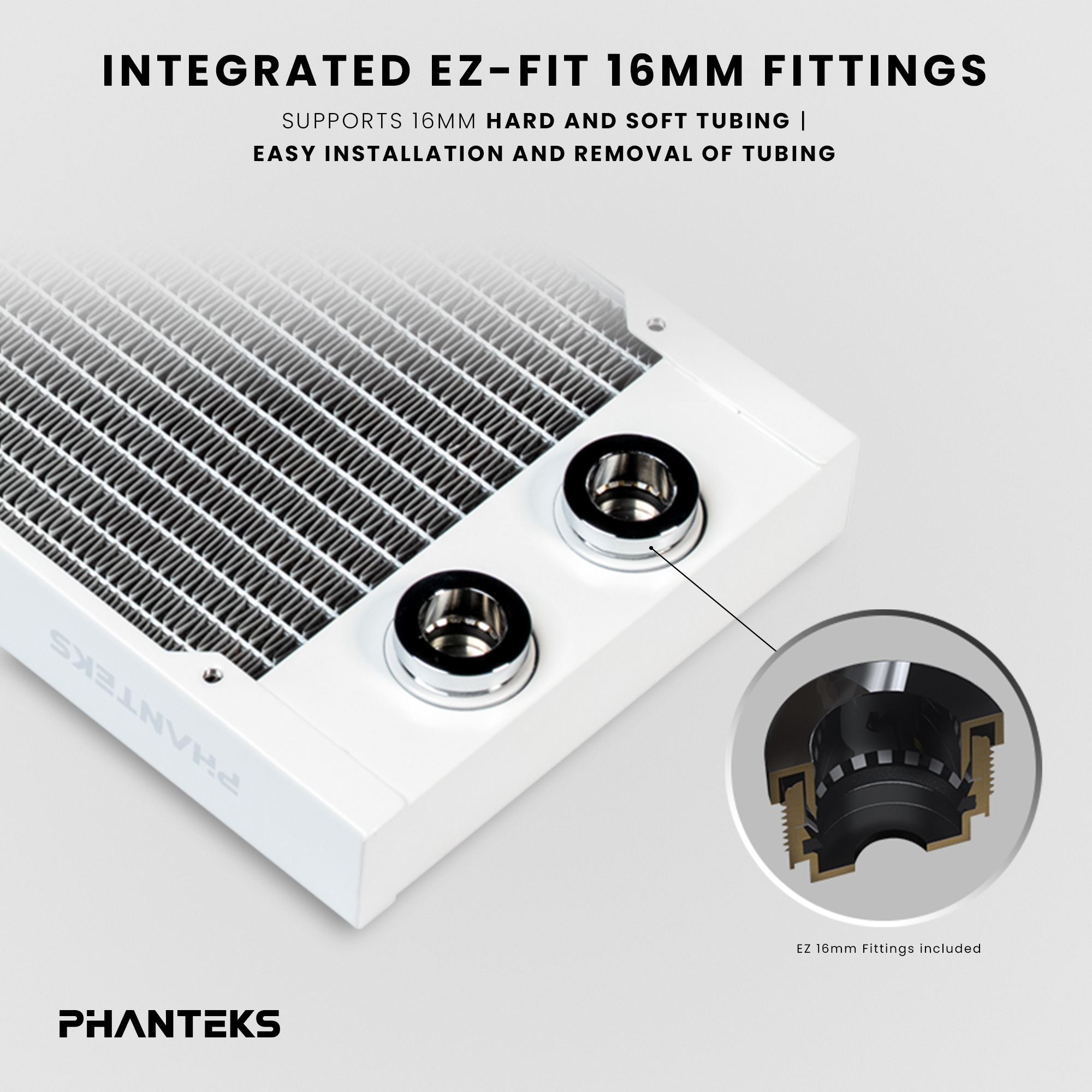 Phanteks - Radiador Phanteks Glacier EZ-Fit 16mm 420 Blanco
