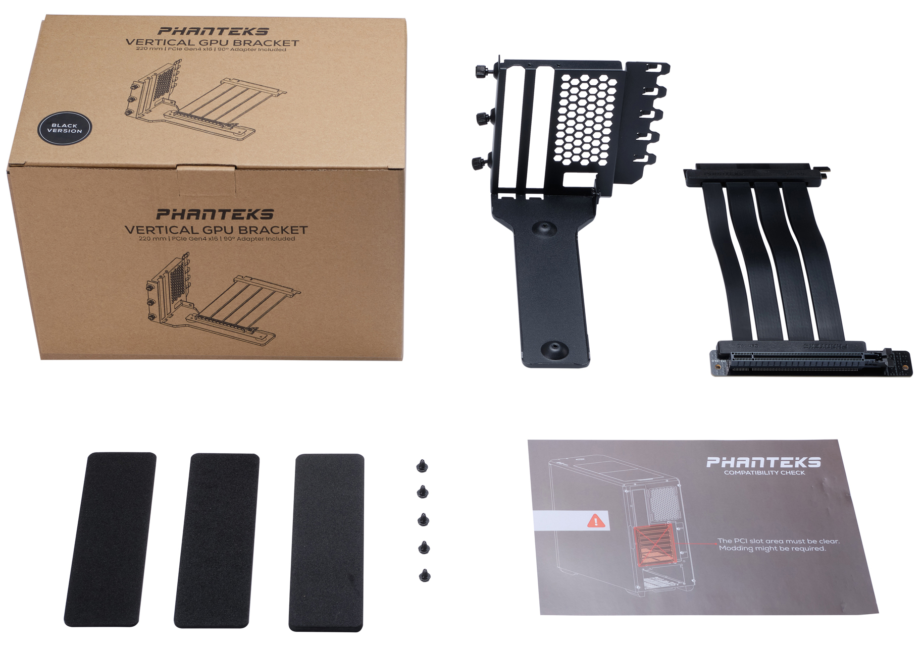 Phanteks - GPU Bracket Phanteks+Cable PCI-E 4.0x16 Tira Riser 22cm Negro