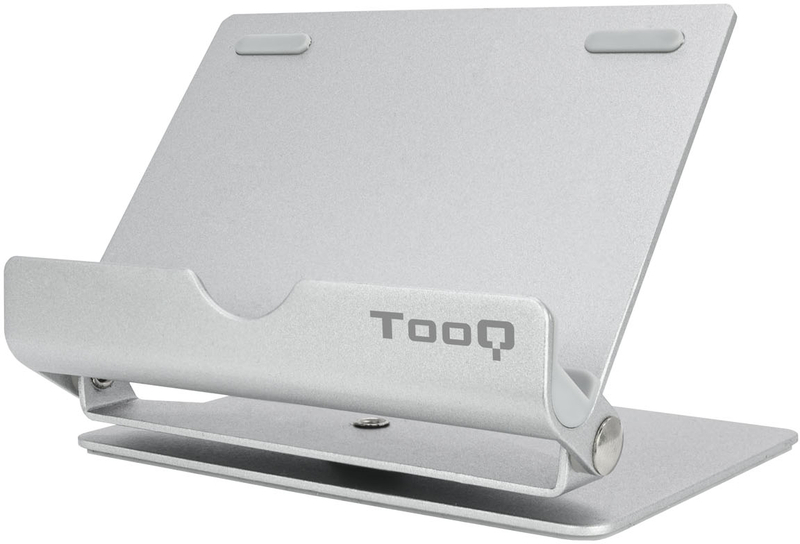 Tooq - Soporte Mesa Tooq Ajustable y GiRatónrio para Smarphone/Tablet Plata