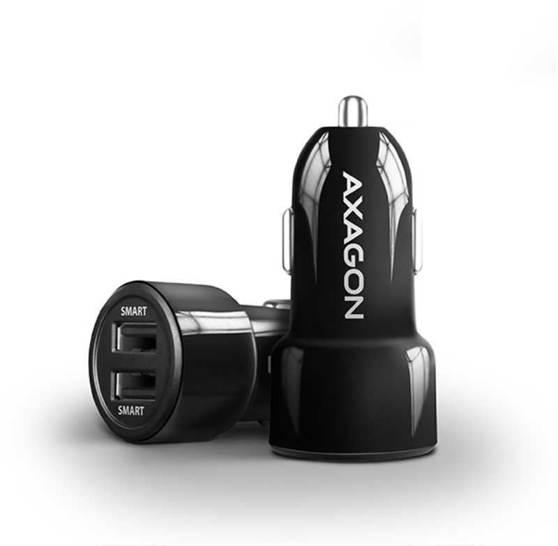 AXAGON - Cargador Isqueiro AXAGON PWC-5V5  Smart 5V 2,4A + 2,4A, 24W, Negro