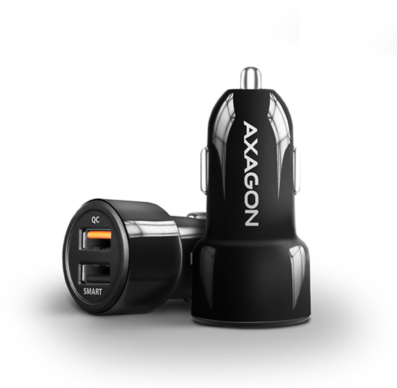 Cargador de coche AXAGON PWC-QC5, 1x USB-A QC 3.0 + 1x USB-A SmartCharge, 31,5 W