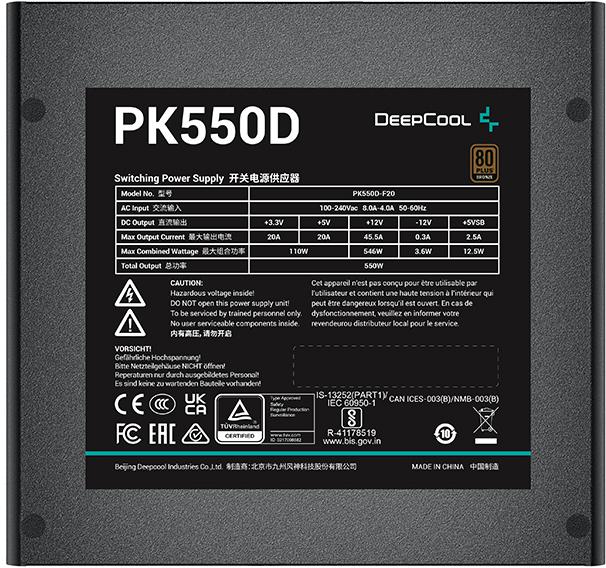 Deepcool - Fuente de Alimentación Deepcool PK550D 550W 80 Plus Bronze