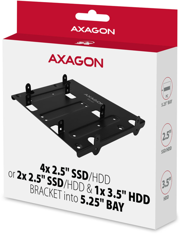 AXAGON - Soporte para baia 5.25" AXAGON RHD-435 para 4x 2.5"SSD/HDD /2x 2.5"SSD/HDD + 1x 3.5" HDD
