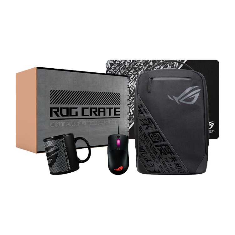 Asus - Pack ROG CRATE - Rato ROG KERIS + Mochila ROG Backpack BP1501G + Tapete + Caneca ROG + Stickers