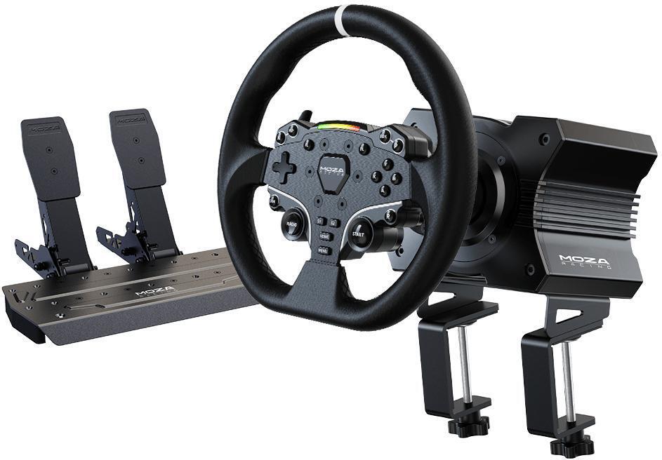 Picture of Picture of Conjunto MOZA Racing R5 ( Base Volante R5 + Volante ES + Pedais SR-P + Suporte de Mesa R5)