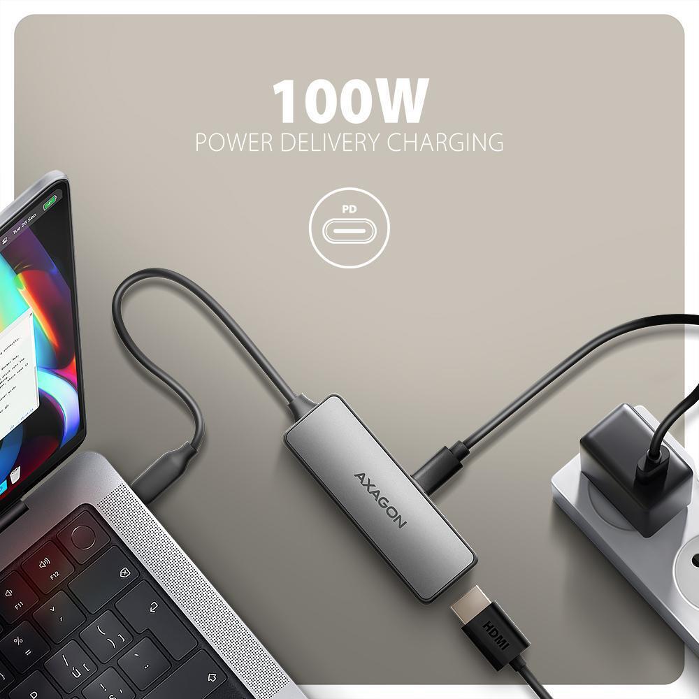 AXAGON - Cable AXAGON RVC-HI8KPD -> HDMI 2.1 adapter 8K/60Hz  4K/144Hz Aluminum, 1,8m