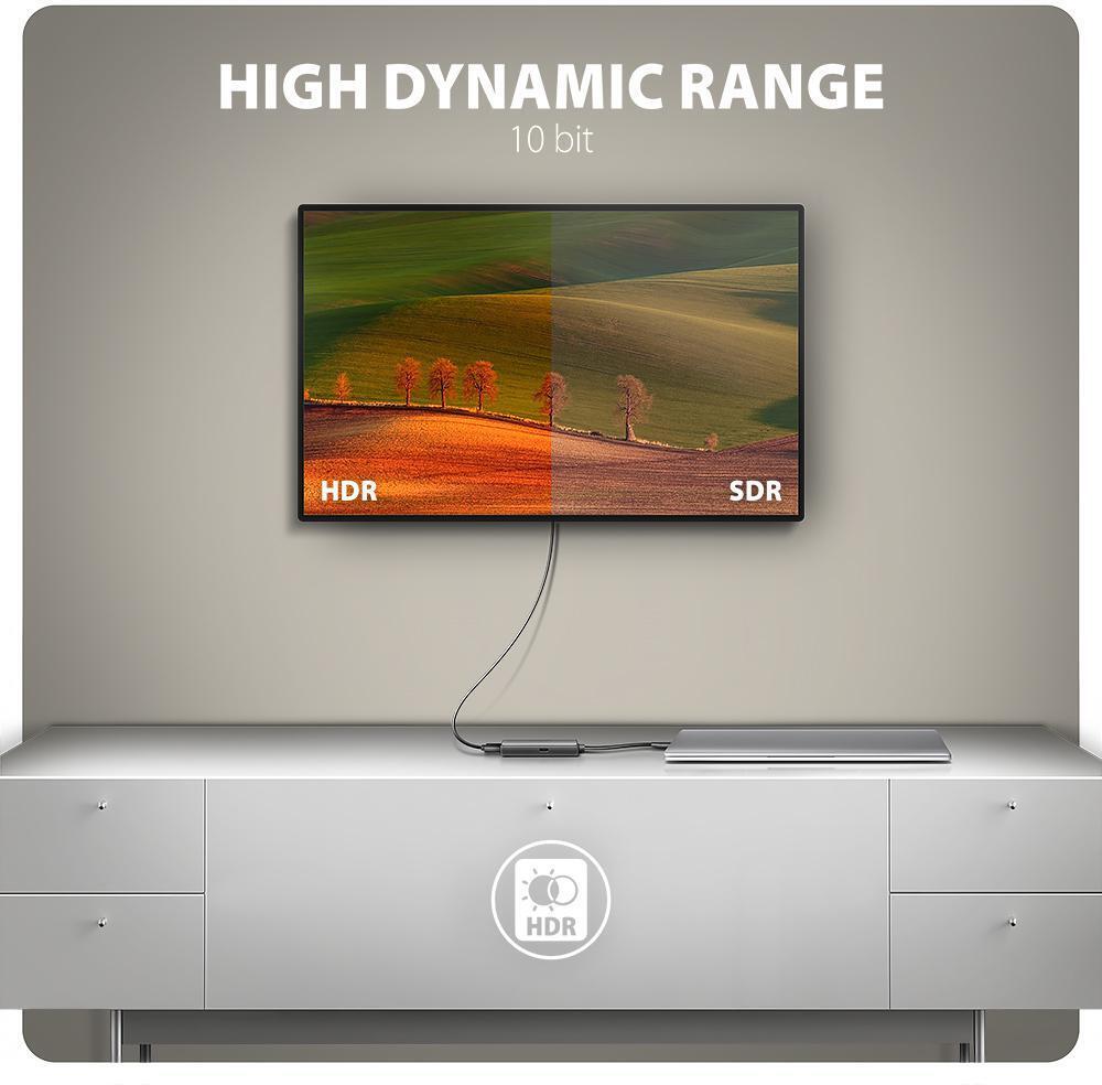 AXAGON - Cable AXAGON RVC-HI8KPD -> HDMI 2.1 adapter 8K/60Hz  4K/144Hz Aluminum, 1,8m