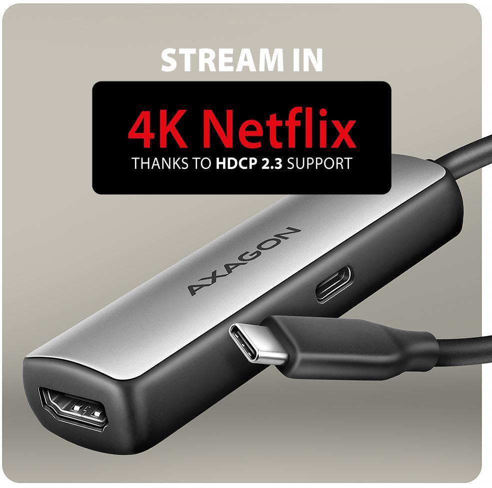 AXAGON - Cable AXAGON RVC-HI8KPD -> HDMI 2.1 adapter 8K/60Hz  4K/144Hz Aluminum, 1,8m