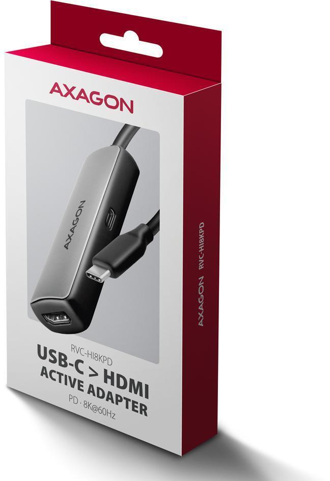 AXAGON - Cable AXAGON RVC-HI8KPD -> HDMI 2.1 adapter 8K/60Hz  4K/144Hz Aluminum, 1,8m