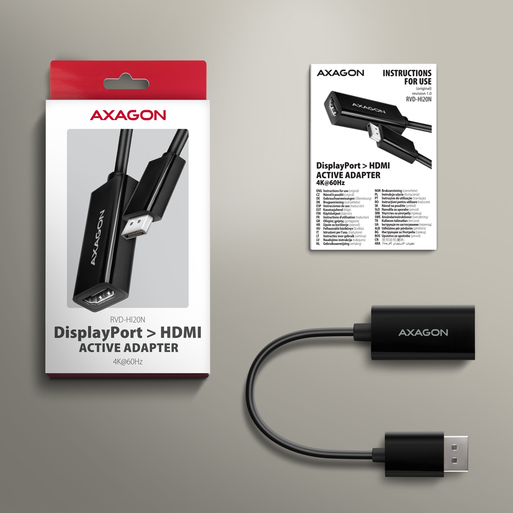 AXAGON - Adaptador Mini AXAGON RVD-HI20N DisplayPort para HDMI, 4K/60Hz