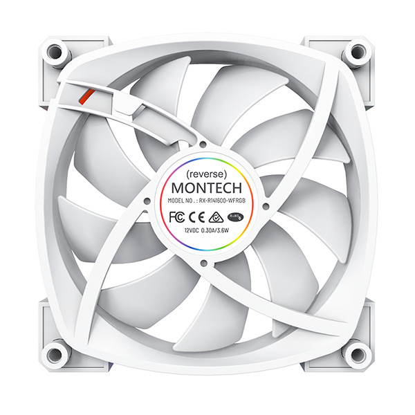 Montech - Ventilador Montech RX140 PWM ARGB PWM 140mm Blanco (Reversed Fan Blades)