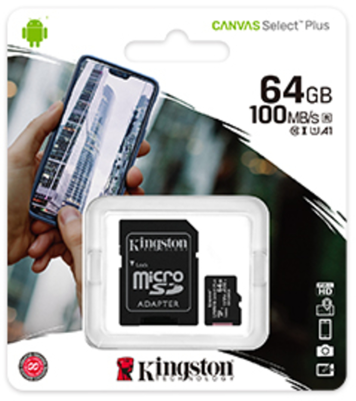 Kingston - Tarjeta de Memoria Kingston Canvas Select Plus MicroSDHC UHS-I A1 64GB