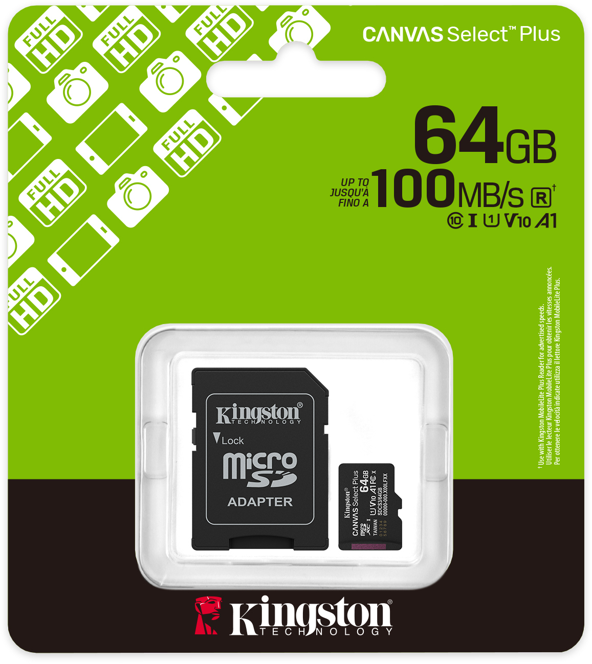Kingston - Tarjeta de Memoria Kingston Canvas Select Plus Gen3 MicroSDHC UHS-I A1 64GB
