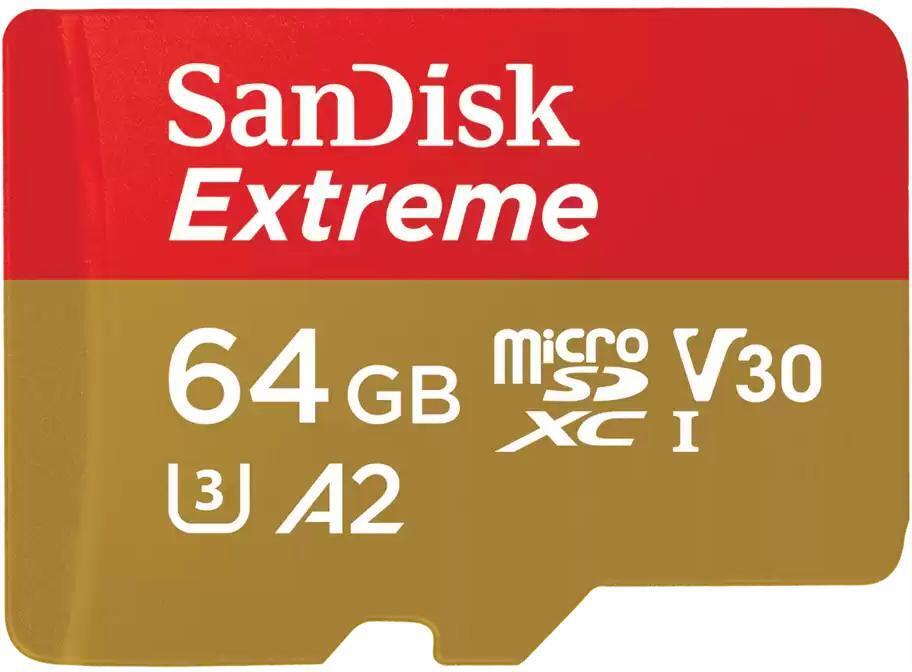 SanDisk - Tarjeta de Memoria SanDisk Extreme MicroSDHC/SDXC UHS-I C10 A2 U3 V30 64GB